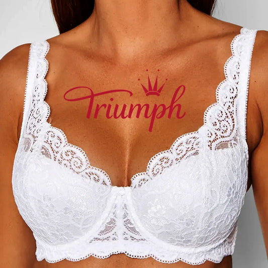 Triumph® 4 kosi.✨💝Udoben čipkast modrček s cvetličnim vezenjem, plus velikost [75A-120F]