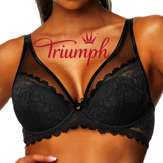 Triumph® 4 kosi 💖 50 % popusta ✨ Nov model 2024 seksi čipkast push-up modrček z velikimi košaricami [65A-120H]